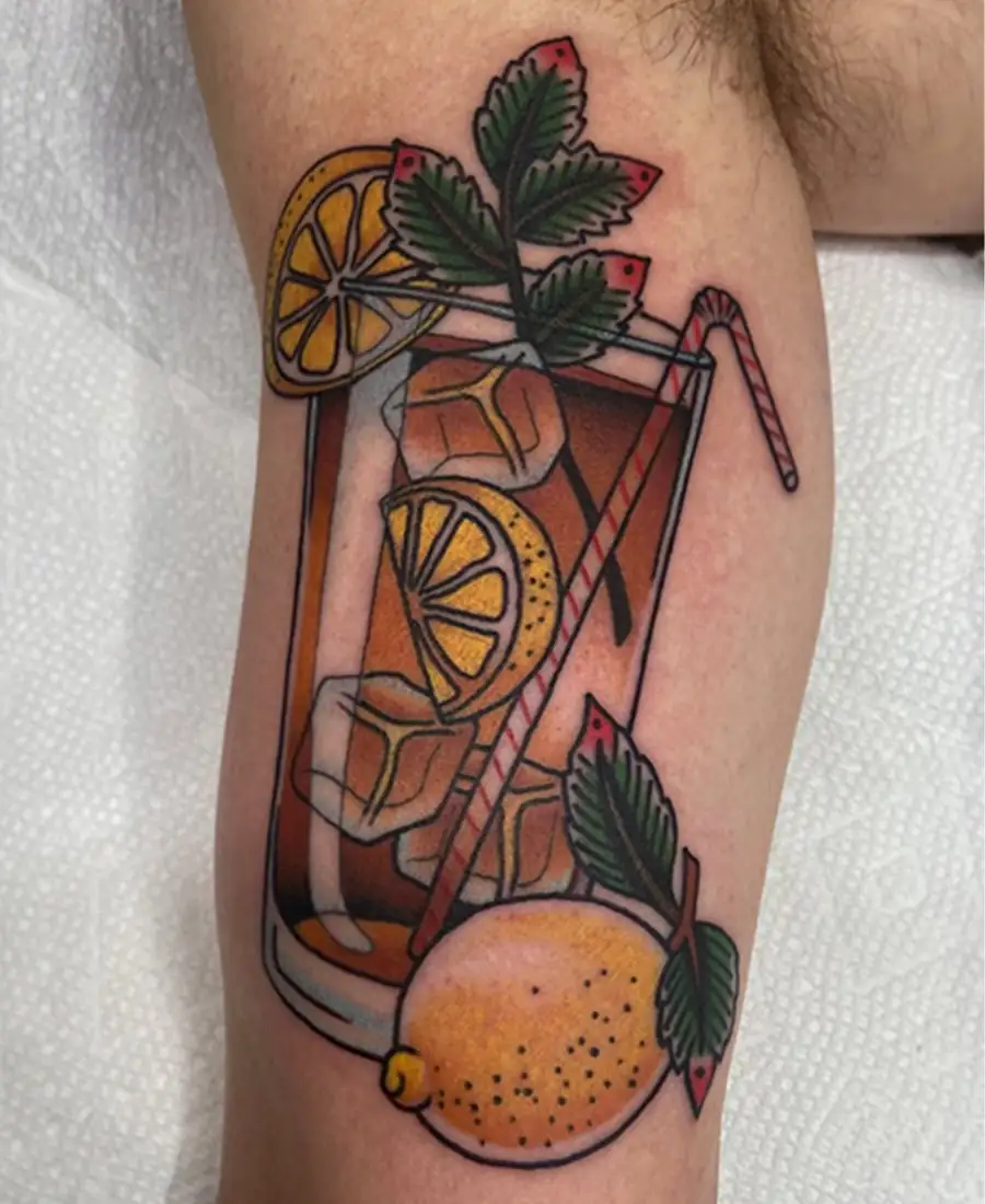Sweet tea traditional color tattoo by Darlin Cait Nashville