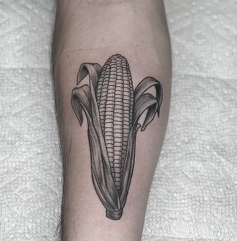 Fine line corn tattoo by Eric Axle Nashville