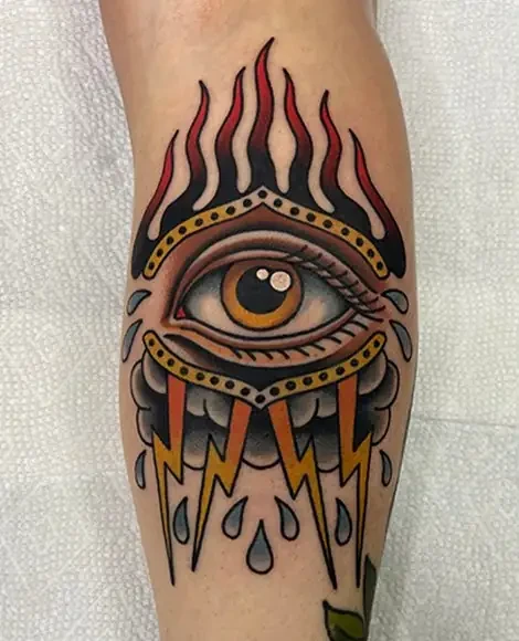 All-seeing eye traditional color tattoo by Darlin Cait Nashville