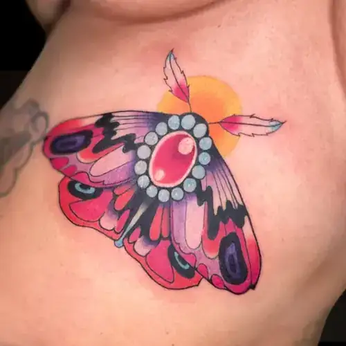 Neo-traditional moth tattoo by Someones Weird Sister Nashville