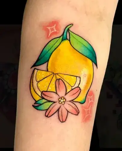 Neo-traditional lemon tattoo by Someones Weird Sister Nashville
