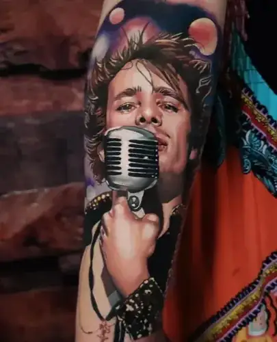 Color realism portrait sleeve tattoo by Skin Design Nashville