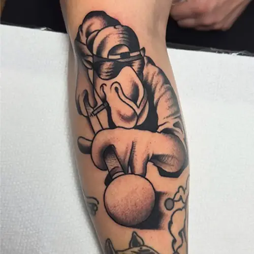 Lucky Hand grenade traditional tattoo by Sasha Vandal