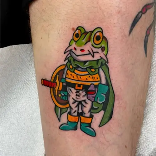 Panther and woman traditional color tattoo by Sasha Vandal