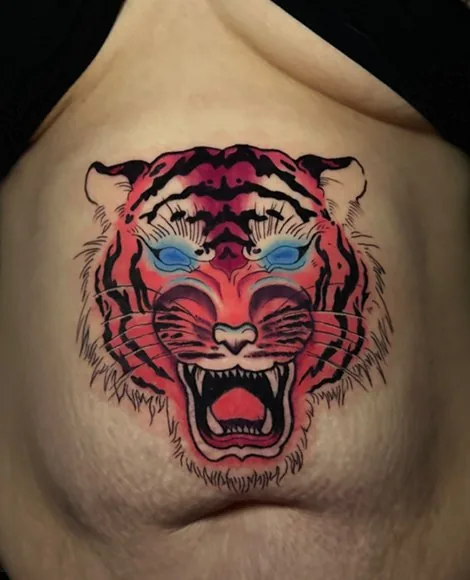 Neo-traditional tiger tattoo by Someones Weird Sister Nashville