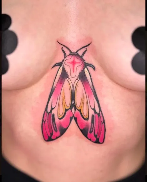 Neo-traditional colorful moth tattoo by Someones Weird Sister Nashville